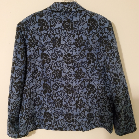 Alfred Dunner Blue/Black Floral Brocade Long Sleeve Blazer/Jacket Size 16 - Picture 7 of 10